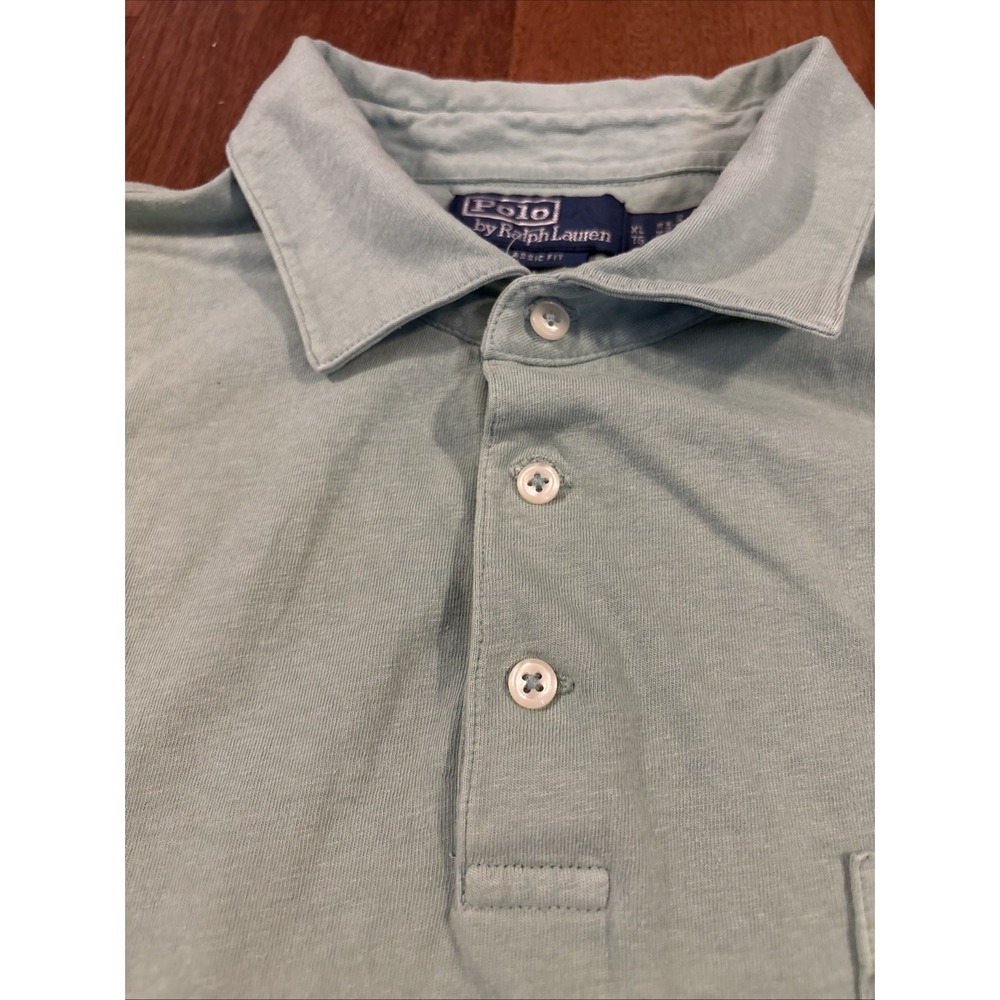 Polo Ralph Lauren Men XL Classic Fit Cotton Linen Polo Shirt Sage Green - Picture 5 of 9